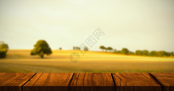 木制办公桌复合图像农村绿色草地绿地草原桌子公园背景图片