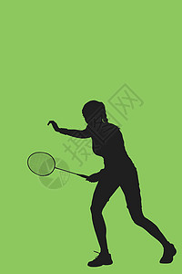 羽毛球扣杀剪影女性运动员打羽毛球的复合形象竞技运动服训练体力身体色卡竞赛成就奉献能力背景
