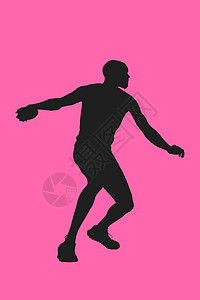 运动员扔盘片的复合形象 人轮廓粉色图层投掷竞赛背心男性铁饼肌肉男人背景图片