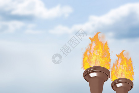 奥林匹克火的复合图象绘图竞赛天空计算机动画全球运动员燃烧运动蓝色背景图片