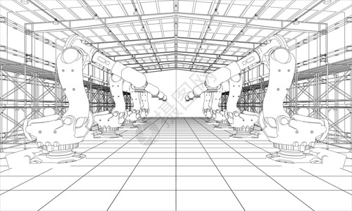 具有工业机器人操纵器的工厂机器工程工业衣架作坊自动化科学技术机械仓库设计图片
