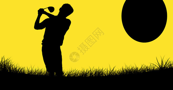 男子打高尔夫的数码复合体背景图片