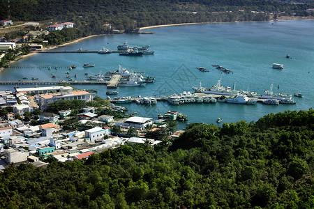 越南富国岛之旅越南度假海岸空中观察 Phu Quoc旅游酒店海景旅行城市村庄快艇建筑交通鸟瞰图背景