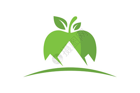 苹果和山标志符号在白色背景上的平面样式背景图片
