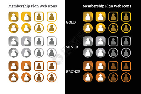 会员专属福利会员计划 web 图标设计在金银和铜牌年度网络资格金子博客金级品牌商业家庭黄金插画
