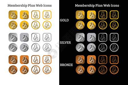 会员计划 web 图标设计在金银和铜牌商业公司社区博客黄金印章青铜资格金级品牌背景图片