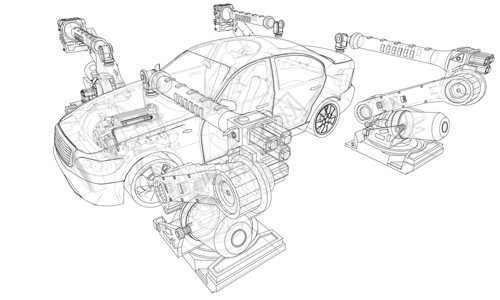 车引擎机动车组装 韦克托自动化植物机器工厂科学发动机控制技术运输引擎设计图片