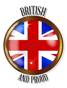 英国骄傲的旗帜按钮玻璃圆形插图国家爱国徽章背景图片