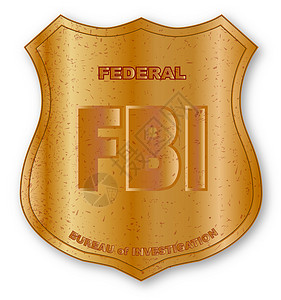 FBI 保护盾牌徽章外勤代理人黄铜法律身份绘画艺术金属权威插图背景