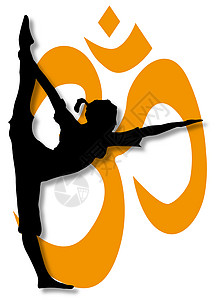 瑜伽Pose海报文本艺术女士冥想活力姿势精神平衡橙子插图背景图片