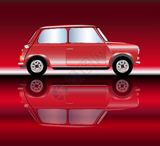 快速小型汽车袖珍艺术品速度艺术插图反射红色背景图片