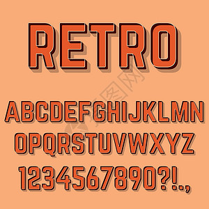 复古 3D 字母表字母数字和符号 韦克托标点错误阴影创造力插图拉丁体积收藏脚本艺术背景图片