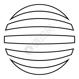 条纹球体概念地球抽象球图标轮廓黑色矢量插图平面样式图像背景图片