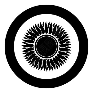 向日葵花太阳图标圆圈黑色矢量插图平面样式 imag背景图片