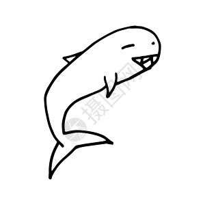 手绘黑白海涂鸦草图插图 小鱼动物绘画水族馆钓鱼黑色白色荒野野生动物背景图片