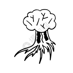 黑白树涂鸦素描图白色木头孩子艺术填色卡片卡通片染色彩页花园背景图片