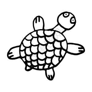 黑白龟涂鸦素描图背景图片
