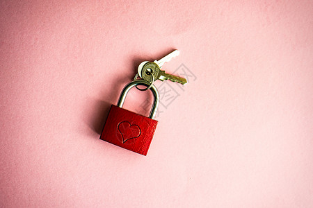 圣情人日卡概念粉色夫妻卡片心形钥匙礼物背景图片