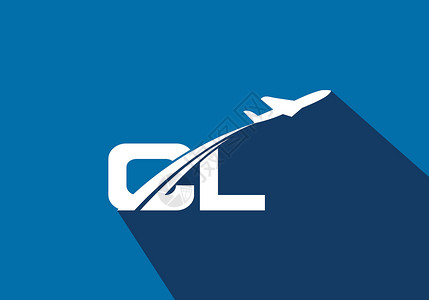 飞机场呵斥山首字母 C 和 L 与航空标志和旅行标志模板字体蓝色旅游空气观光插图运输船运公司航班设计图片