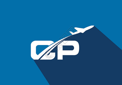 飞机c919首字母 C 和 P 与航空标志和旅行标志模板蓝色喷射速度船运旅游航空公司空气飞行员送货飞机场设计图片