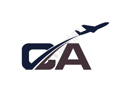 飞机c919首字母 C 和 A 与航空标志和旅行标志模板字体天空飞机场观光速度蓝色航空公司货物标识飞机设计图片