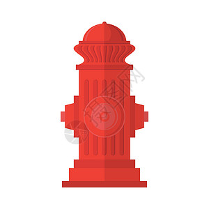 公用在白色背景上孤立的红色消防栓图标 消防平面样式标志插图情况人行道服务软管阀门卡通片街道龙头救援设计图片