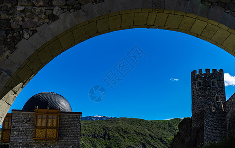 Akhaltsikhe的拉巴特城堡池塘后宫地区迷宫窗户旅行卡片旅游堡垒建筑学背景图片