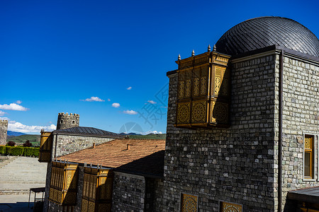 Akhaltsikhe的拉巴特城堡迷宫阳台旅行建筑学后宫堡垒雕刻旅游窗户池塘背景图片