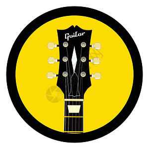 吉他头牌圆环图标乐器摇滚乐绘画蓝调唱片插图身体艺术品脖子爵士乐插画
