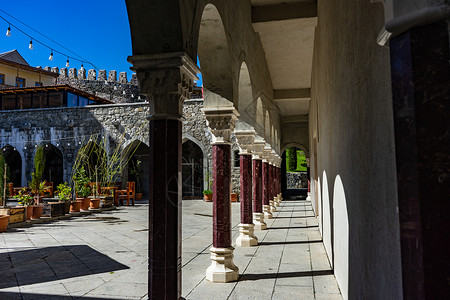 Akhaltsikhe的拉巴特城堡迷宫旅行阳台后宫建筑学喷泉卡片旅游地区堡垒背景图片