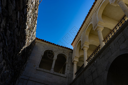 Akhaltsikhe的拉巴特城堡窗户旅行地区旅游后宫迷宫池塘卡片阳台建筑学背景图片