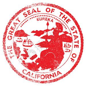加利福尼亚海豹印章绘画插图红色邮票橡皮墨水背景图片