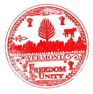 佛蒙特州海豹橡胶印章艺术插图邮票橡皮墨水艺术品红色绘画背景图片