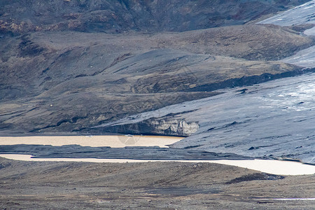 Langjokull冰川融化冰 火山灰覆盖的冰川肮脏尽头背景图片