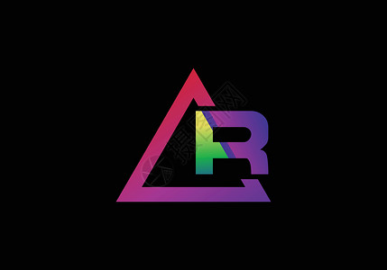 色彩鲜艳的三角形中的印刷字母 R背景图片
