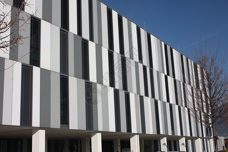 意大利公立医院医疗机构位于托斯卡纳北部的一栋建筑中 由灰白色和黑色垂直矩形纹理制成入口治愈诊所情况民众临床药品全景帮助建筑学背景