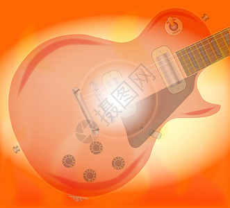 火吉他线圈蓝调燃烧岩石电气乐器白色固体插图音乐背景图片