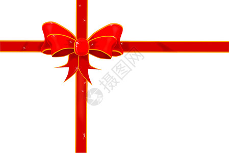 矢量蝴蝶结礼品包装丝绸金子标签丝带火花贺卡季节性蝴蝶结插图展示背景
