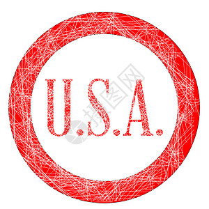 美国艺术绘画圆圈艺术品邮票缩写红色插图背景图片