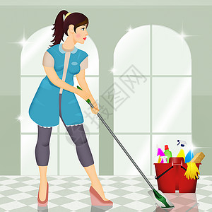 清洁公司的女职工人数管家主妇刷子服务房子女性工作产品家庭眼镜背景图片