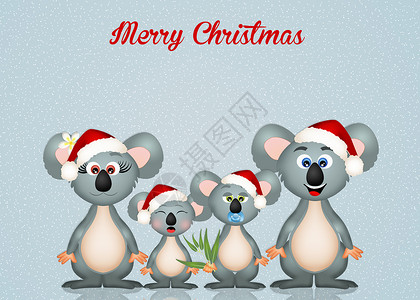 圣诞节家庭插图圣诞节的卡拉家庭婚姻灰色荒野婚礼桉树插图明信片野生动物庆典背景