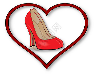 爱情鞋皮革鞋类插图红色艺术绘画高跟鞋艺术品法庭背景图片