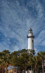 沿海公园外灯塔背景图片