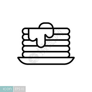 煎饼标志煎饼矢量图标 快餐标志糖浆巧克力厨房甜点食物蜂蜜谷物面包蛋糕营养插画