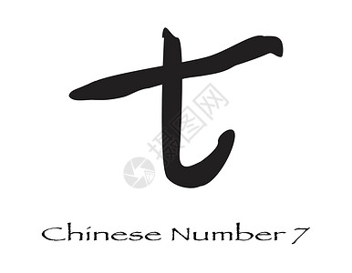 中文七号的中文字符徽标艺术品数学墨水艺术书法绘画插图简写数字背景图片