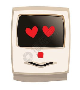 追星爱脸 Beige 电脑界面艺术表情电气符号办公室监视器塑料软盘恋爱插画