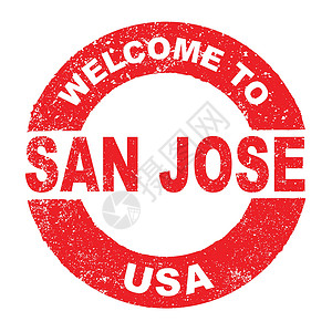 欢迎来到美国圣何塞San Jose艺术品商业橡皮按钮墨水插图网络贴纸广告城市插画