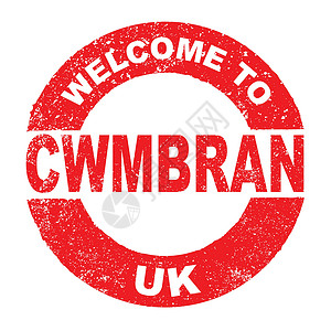 欢迎来到英国Cwmbran商业绘画插图徽章标签艺术品红色广告艺术城市插画