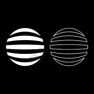 条纹球体概念地球抽象球图标轮廓设置白色矢量插图平面样式图像背景图片