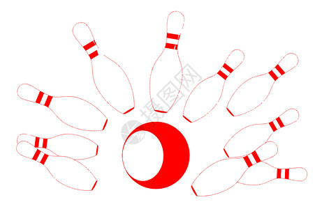 红保龄球和球艺术绘画罢工红色游戏优胜者别针插图艺术品运动背景图片